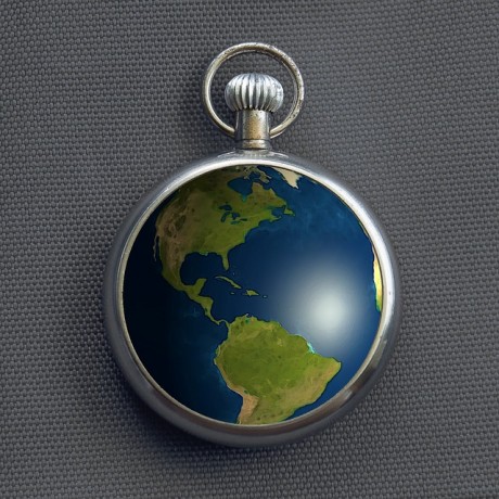 Earth Clock Pocketwatch - Public Domain
