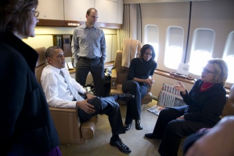 barack-obama-michelle-obama-hillary-clinton-conversation-on-air-force-one-public-domain