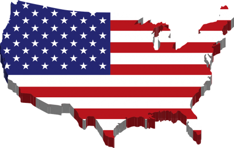 United States Flag Map - Public Domain