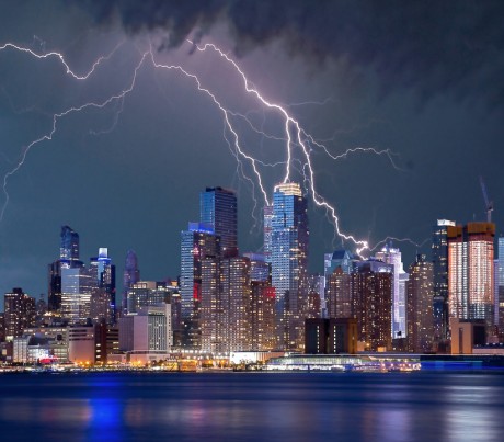 New York Skyline Lightning - Public Domain